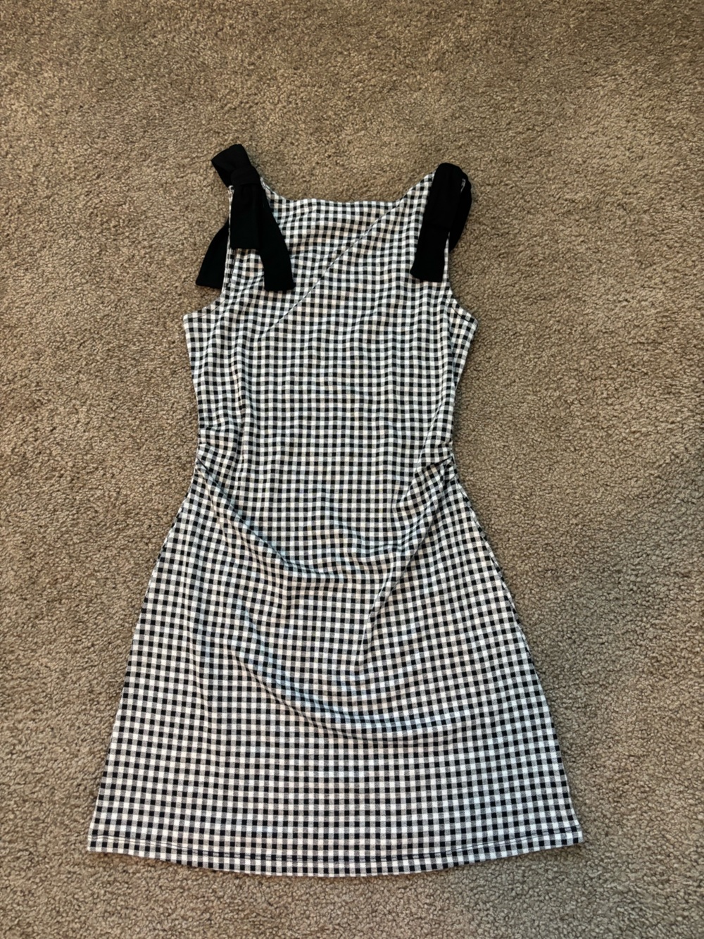 wild fable Black and White Gingham Tie-Shoulder Dress